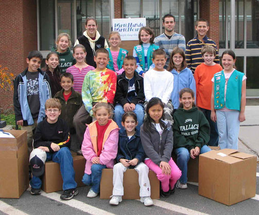 Delivering our Socks, Hats & Gloves donation to the Town Hall